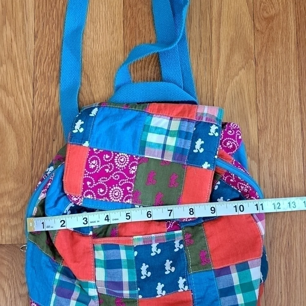 Authentic Disney Parks Backpack Madras Plaid Quilted Fabric 12" x 11" x 4" - Picture 14 of 15